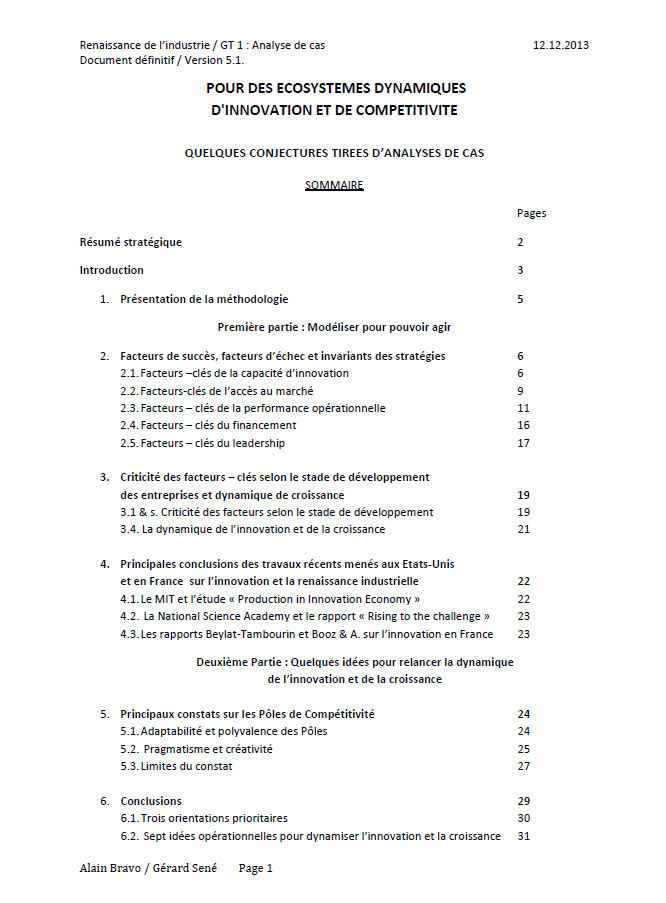 Rennaissance table des matieres