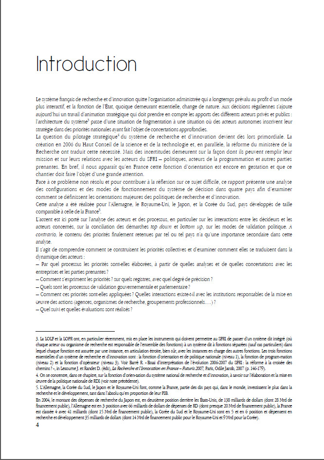 Rapport final du groupe de travail FutuRI « Analyse du système de décision et d’orientation des politiques publiques de RDI de quelques pays »